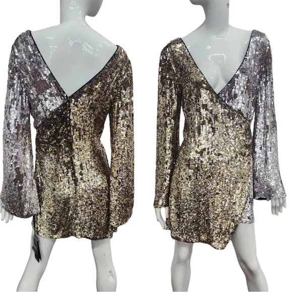 Pinko Sequin-embellished Mini Dress, Silver, It 40